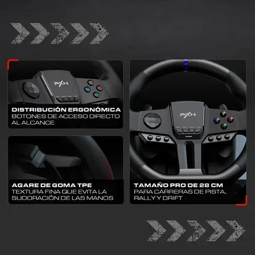 Volante De Carreras Pxn V900 Gen2 Negro, Con Pedales Y Levas, Para Pc, Xbox Y Playstation
