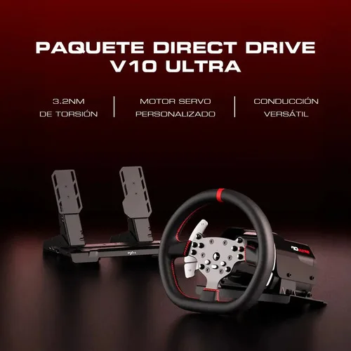 Volante Pxn Direct Drive V10 Ultra 3,2 Nm Botones Y Pedales Negro