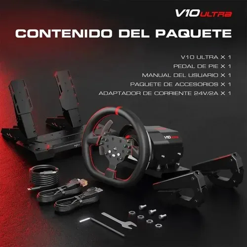 Volante Pxn Direct Drive V10 Ultra 3,2 Nm Botones Y Pedales Negro