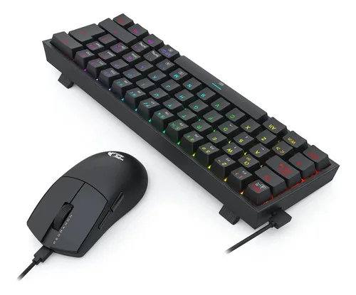 Kit Gamer Redragon S143 Teclado Y Mouse Switches Red Rgb Negro