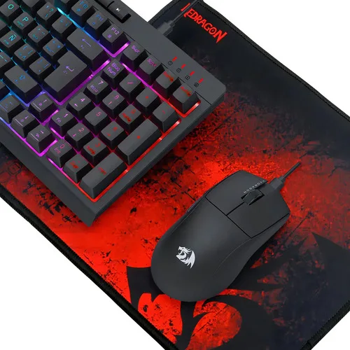 Combo Gamer 4 En 1 Redragon S147 Teclado Mouse Auri Pad Pc Negro