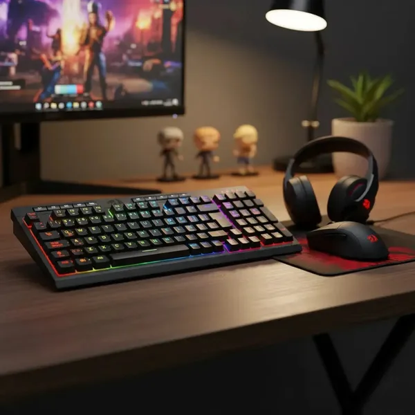 Combo Gamer 4 En 1 Redragon S147 Teclado Mouse Auri Pad Pc Negro