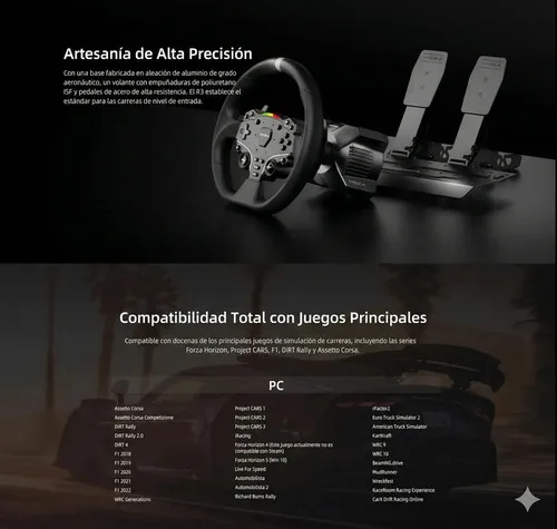Volante y Pedales Moza Racing R3 Direct Drive para Simulador PC