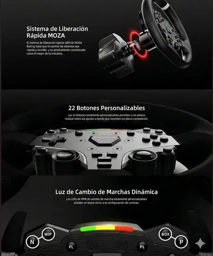 Volante y Pedales Moza Racing R3 Direct Drive para Simulador PC