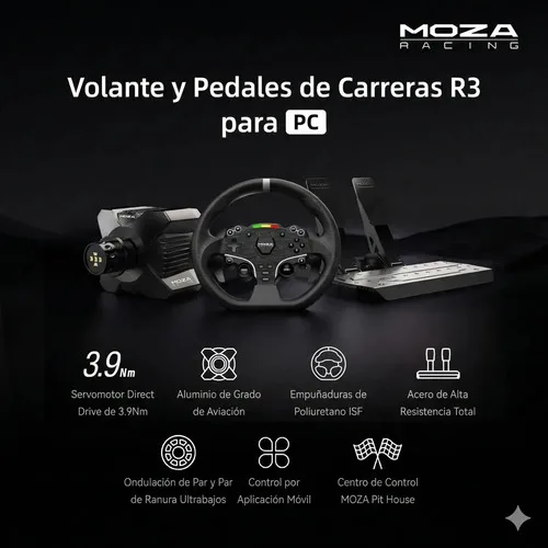 Volante y Pedales Moza Racing R3 Direct Drive para Simulador PC