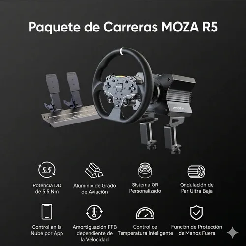 Volante y Pedales Simulador Moza Racing R5 Bundle para PC
