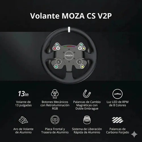 Volante Moza Racing Cs V2p De 13 Pulgadas 330mm Cuero