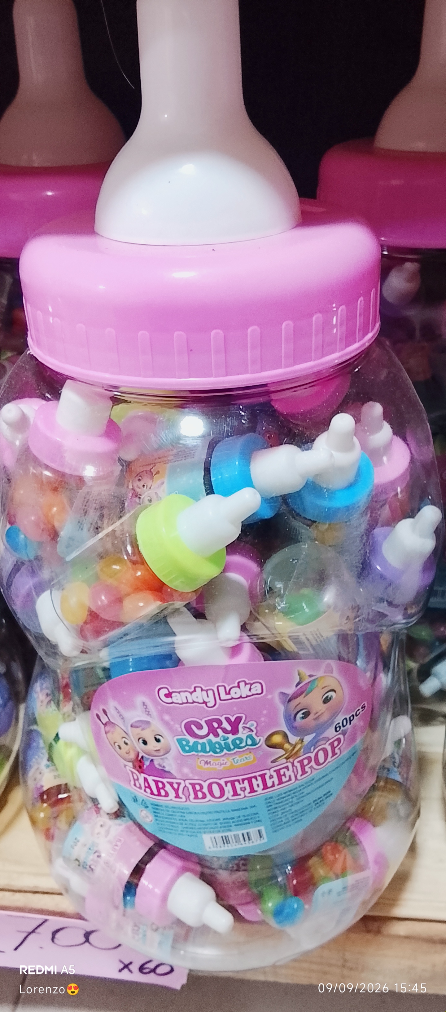 Biberón grande con caramelo x60